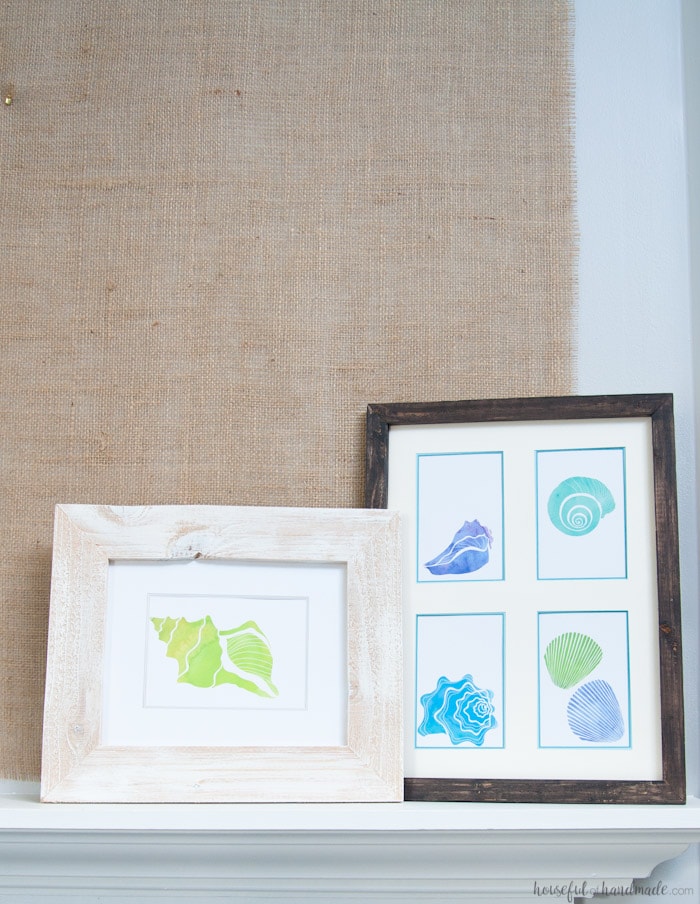 DIY Custom Photo Mats and Printable Watercolor Seashells • Crafting my Home